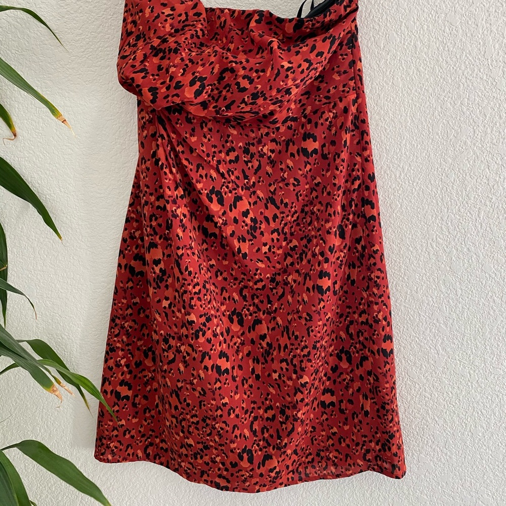 Strapless animal print dress